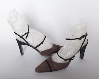 Vintage CHANEL Suede Jeweled Heels, Size 40 1/2, Made in France