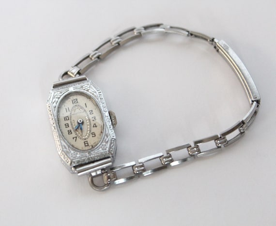 Antique 1920s Swiss Westfield Silver Plated Watch Bracelet
