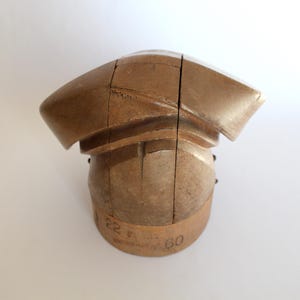 Antique Millinery Wooden Hat Block, Puzzle Hat Mold, Empire Hat Block Co.