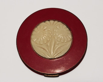 Antique Vintage 1920s-1930s Art Deco Enamel Powder Compact, Cosmetic