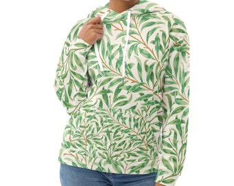 Vintage Green Leaves All-Over Print Hoodie - Nature-Inspired Comfort in Every Stitch, Botanical Gifts,