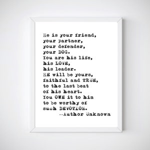 Dog Quote Print: Black Typewriter Font, Dog Lover Gift