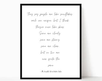 Addie LaRue, The Invisible Life of Addie LaRue, Quote Print, black and white, book quotes, V.E. Schwab, Literary Quotes