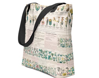 Tote bag, Vintage Botanical Print Tote Bag, Shopping Bag, Book Tote Bag, Botanical Gift Tote