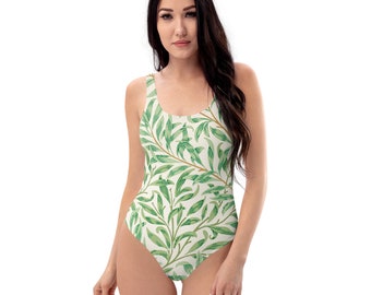 Vintage Leaves One-Piece Bathing Suit for Women - Timeless Elegance by the Water