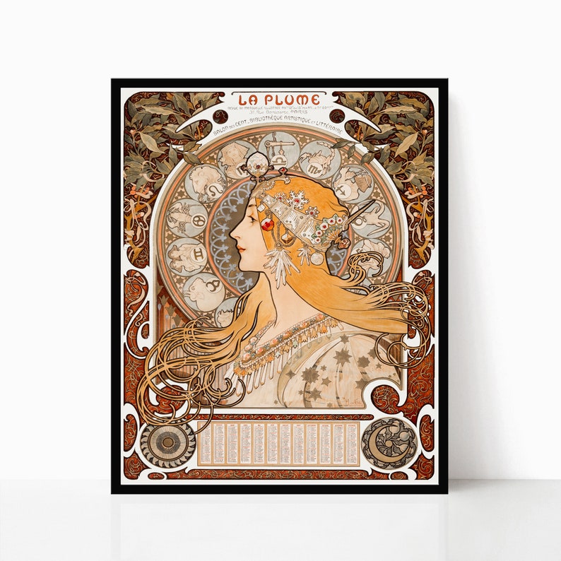 Alphonse Mucha Print Feminist Wall Art Zodiac Calendar Etsy