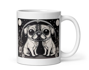 Coffee Mug for Pug Lovers, Pug Perfection, Black and White Coffee Mug, Perfect for Pug Lovers and Owners