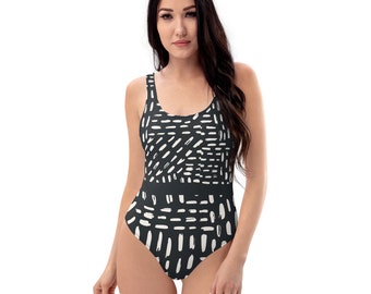 Black and White One-Piece Swimsuit,  Women's Swimsuit, Bathing Suit for Women, Beachwear