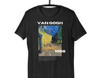 Van Gogh Café Terrace 1888 Vintage Black T-Shirt - Wearable Art for Art Enthusiasts, Unisex T Shirts,  Art Gifts