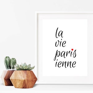 Paris Decor Bedroom, La Vie Parisienne, Paris Wall Art Decor, French Quote, Black and White Prints, French Decor, Paris Art, Paris Print