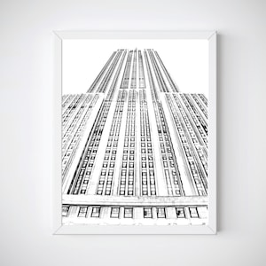 Empire State Building Print: Black and White NYC Sketch Art