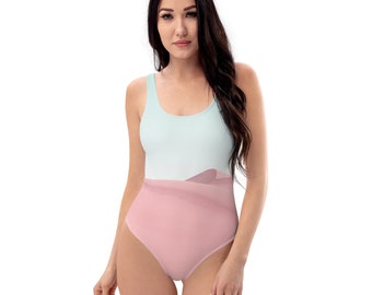 One-Piece Swimsuit, Beachwear, Bathing Suit for her, All sizes, Pink Blue Swimwear