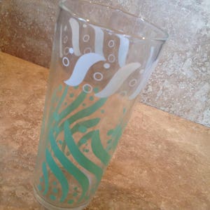 Green and white Waves glass, vintage, ships from Canada