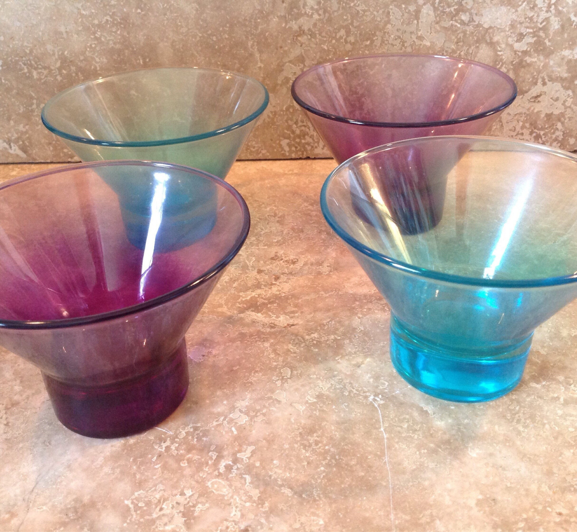Coloured Glass Ice Cream Bowls Etsy