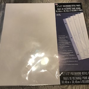 Page protectors , WT- Westrim  brand, 12” x 12”, 3 holes, with 2 extension posts and 2 cardboard  spacers ,5 pcs for post bound albums, ship