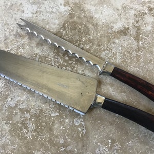 Hostess set, cake and cheese knives, vintage, ships from Canada