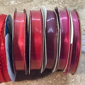 Lot of red  ribbon, craft supplies, ships from Canada