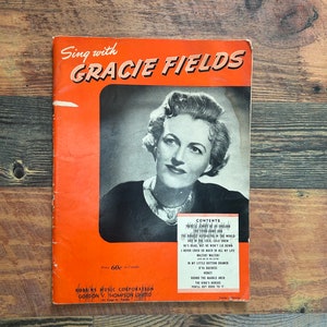 Sing with Gracie Fields music book,sheet music, vintage, ships from Canada