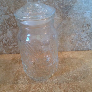 Clear jar with lid, vintage, ships from Canada image 1