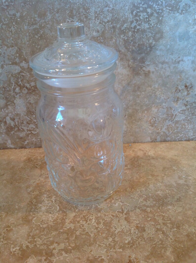 Clear jar with lid, vintage, ships from Canada image 1