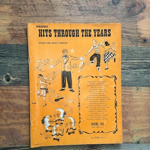 Hits through the years music book,sheet music, vintage, ships from Canada