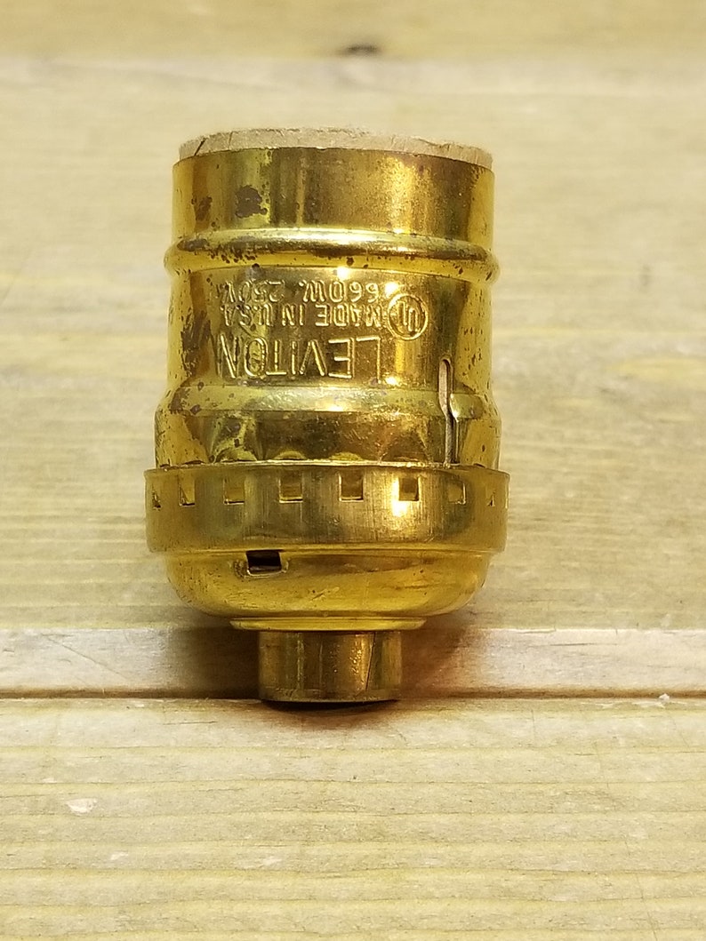 Vintage NEW Old Stock Short LEVITON Keyless Lamp Socket Brass Steampunk