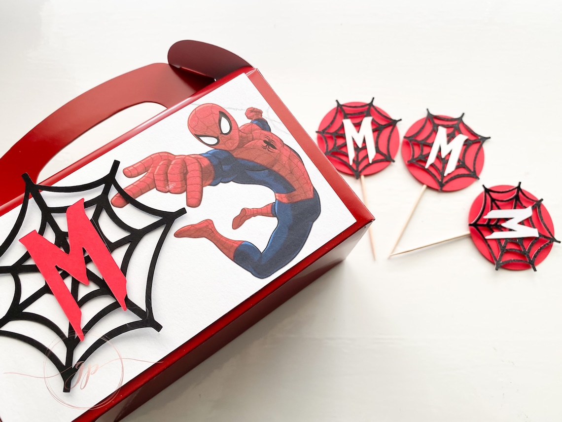 Spiderman party favor boxes 3D 1 dozen spider man birthday Etsy
