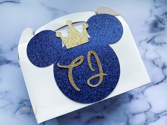 Prince Mickey birthday party favor boxes 1 dozen royal blue and gold Il_570xn