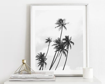 Palm print, palm trees, palm poster, palm tree poster, palms, palm wall art, black and white palm trees, palm tree photo, scandinavian art
