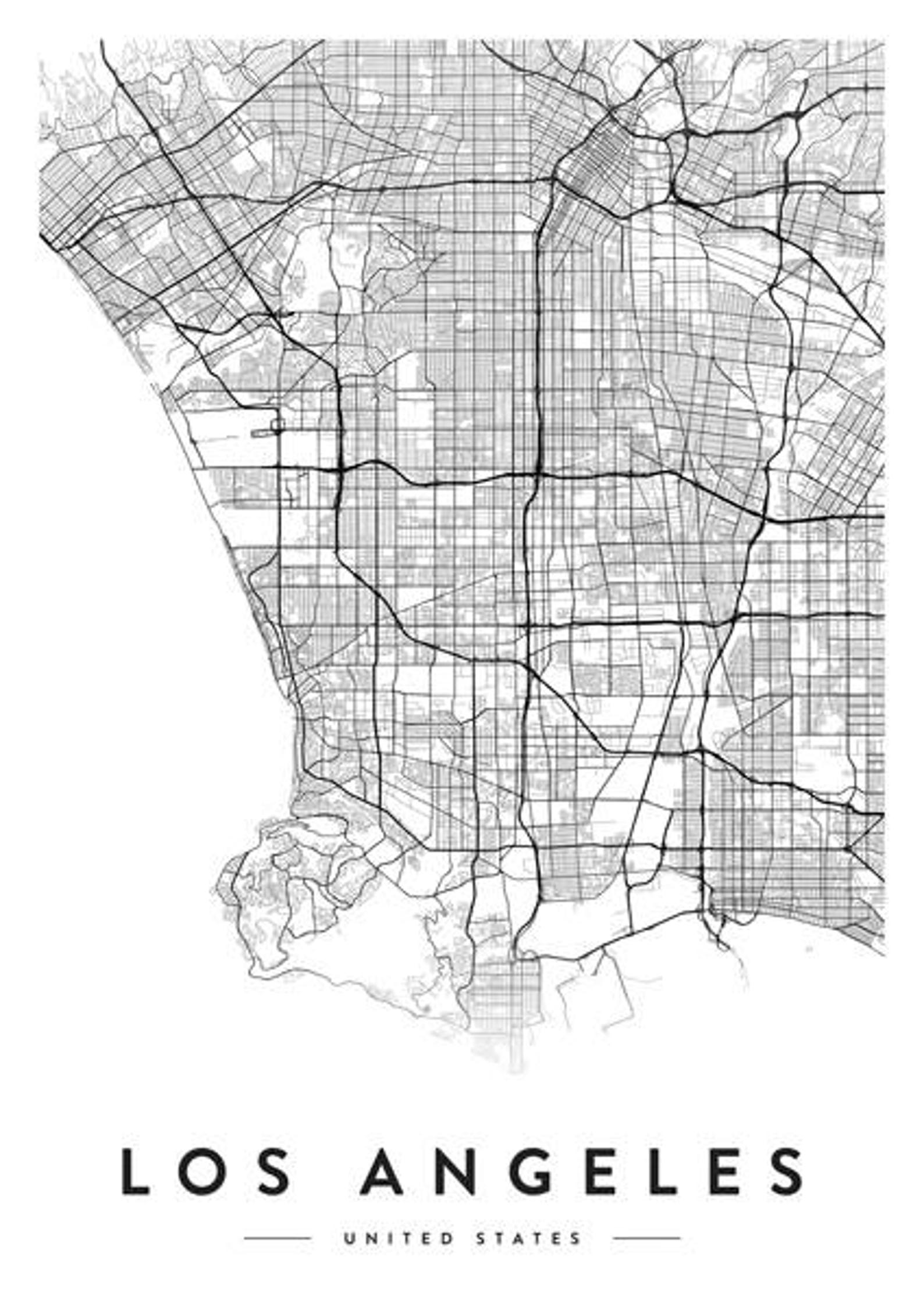 Los Angeles City Map Los Angeles Print Los Angeles Map Los | Etsy