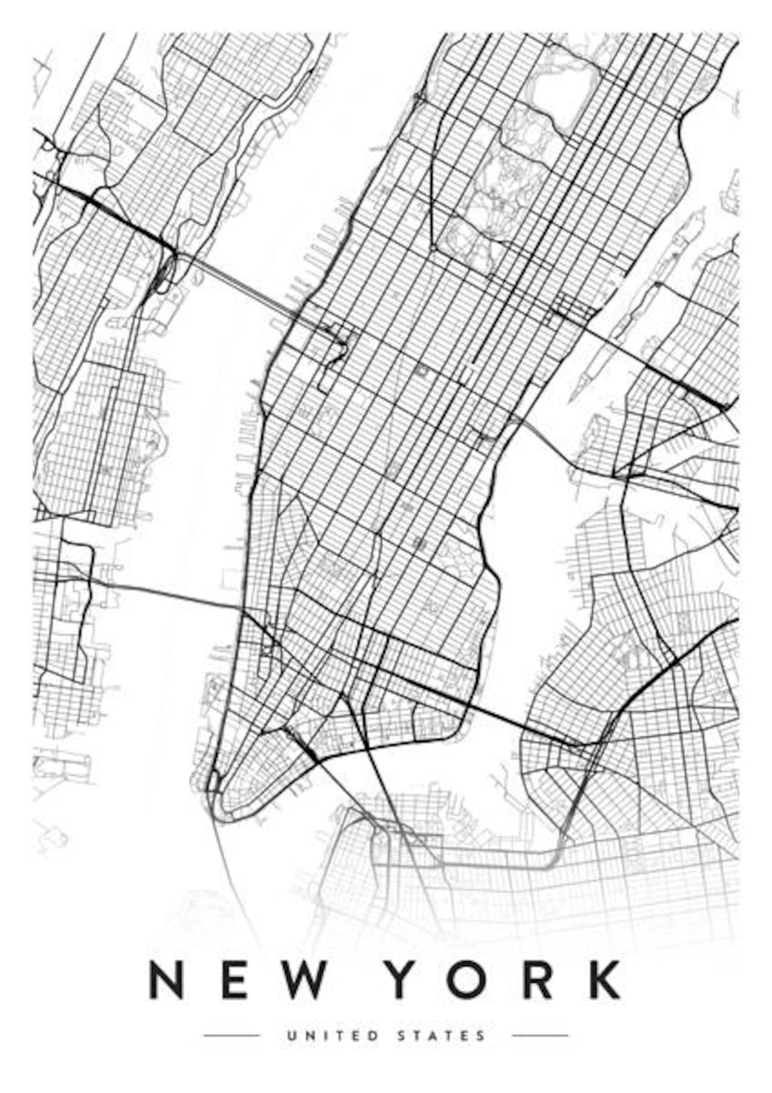 New york city map new york print new york city new york | Etsy