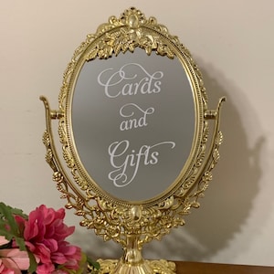 Cards and gifts/Weddingmirror sign/Fairytale wedding/Beauty and the beast/Fairytale party centerpiece/Gold mirror