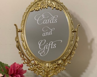 Cards and gifts/Weddingmirror sign/Fairytale wedding/Beauty and the beast/Fairytale party centerpiece/Gold mirror