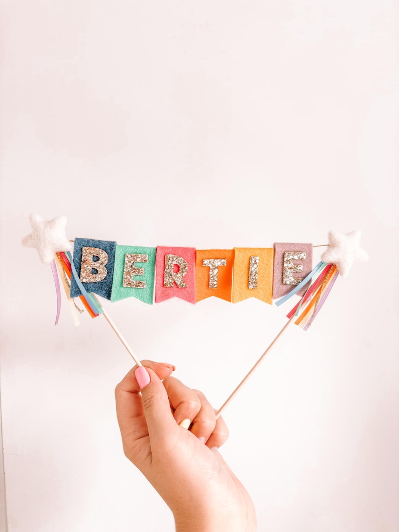 Felt Bunting Cake Topper | First Birthday | Girls Birthday | Boys Birthday | Cake Bunting | Personalised Cake Bunting | Party Decorations image 10