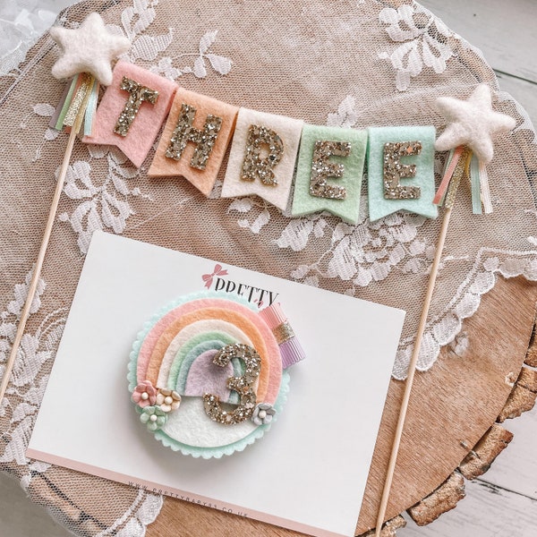 Felt Bunting Cake Topper | First Birthday | Girls Birthday | Boys Birthday | Cake Bunting | Personalised Cake Bunting | Party Decorations