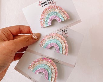 Pastel rainbow glitter hair clip. Crocodile clip, girls hair accessory. Baby headband. Perfect party bag or stocking filler.