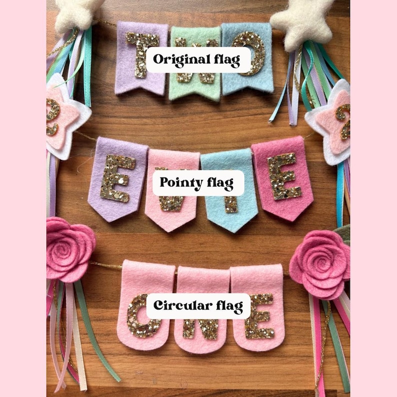 Felt Bunting Cake Topper | First Birthday | Girls Birthday | Boys Birthday | Cake Bunting | Personalised Cake Bunting | Party Decorations image 3