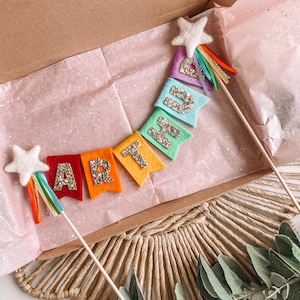 Felt Bunting Cake Topper | First Birthday | Girls Birthday | Boys Birthday | Cake Bunting | Personalised Cake Bunting | Party Decorations image 11