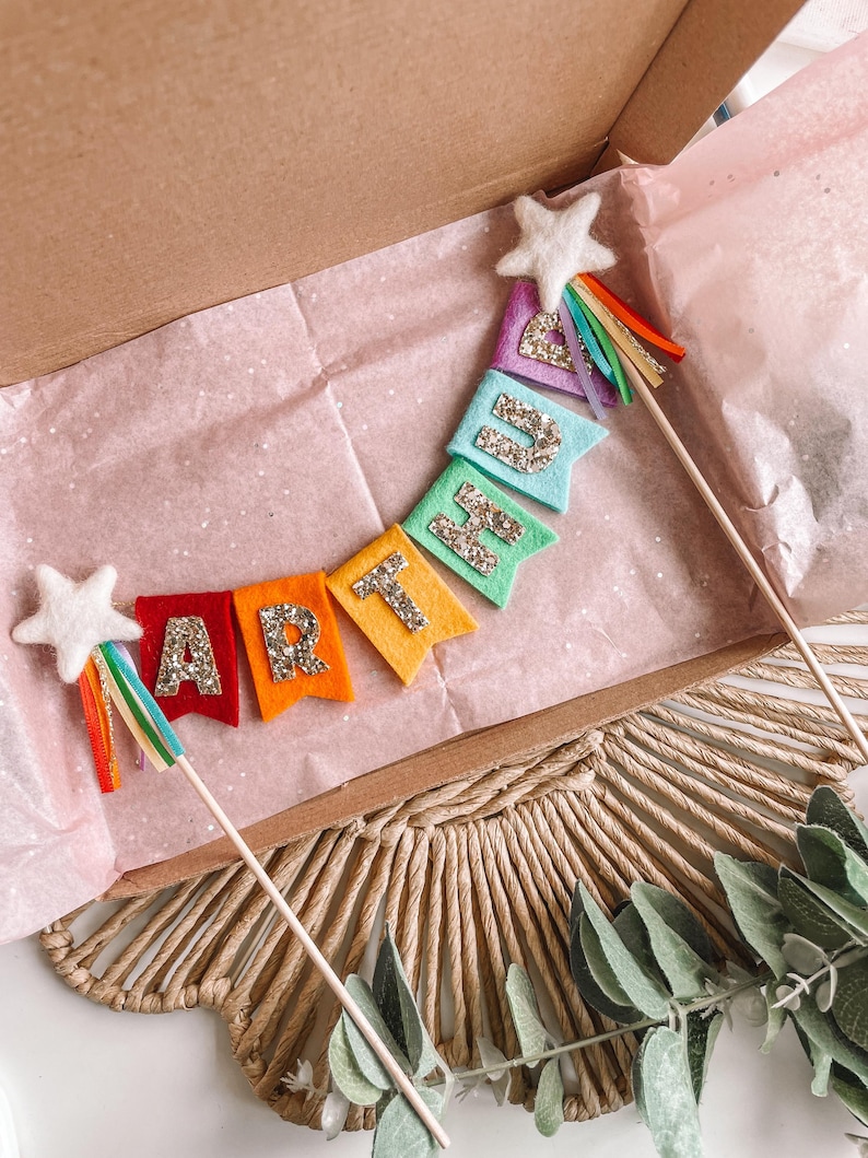 Felt Bunting Cake Topper | First Birthday | Girls Birthday | Boys Birthday | Cake Bunting | Personalised Cake Bunting | Party Decorations image 11