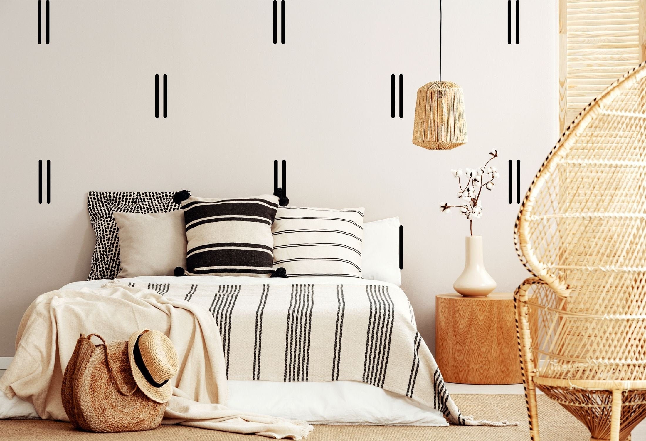 Double Line Group Accent Wall Decals Boho Wall Decal Line Etsy