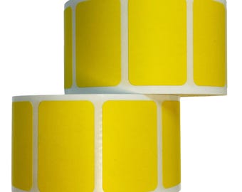 1.5"x1" Yellow Direct Thermal Labels: Permanent Adhesive, 1" Core (2 Rolls) 2,000 Total