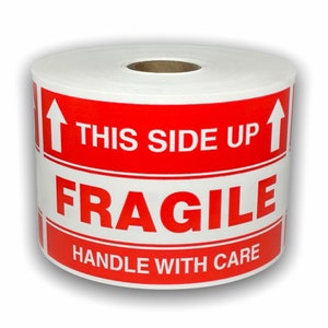 Fragile / This Side Up Handle with Care Stickers (3&quot;x5&quot;) 250 Adhesive Labels