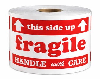 3x5 Inch fragile, this side up, Handle with Care Shipping Labels (300 Labels)