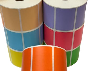 1.5"x1" Red Direct Thermal Labels: Permanent Adhesive, 1" Core (2 Rolls) 2,000 Total