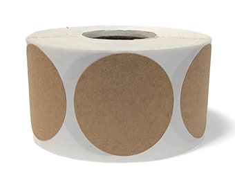 Kraft Paper Stickers - 1.5" Round Labels for Packaging, Scrapbooking, Crafts 2 Rolls, 1000 Total