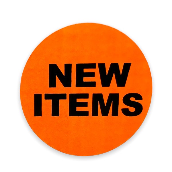 NEW ITEMS Stickers | Retail Sale Pricing Discount Labels | Orange 1.5" Round Label | Easy to Peel and Apply | 500 Labels