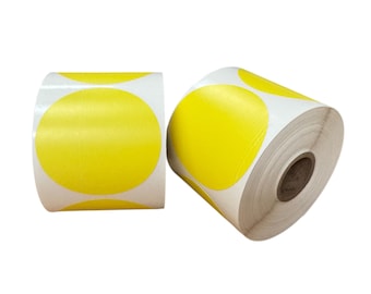 2.5" Round Direct Thermal Yellow Labels – Zebra Compatible | 1" Core 2 Rolls 1000 Total