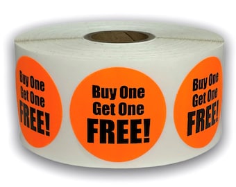 Buy One Get One Free! BOGO Stickers | Sale Pricing Labels | Orange 1.5" Round Label | Easy to Peel and Apply | 500 Labels