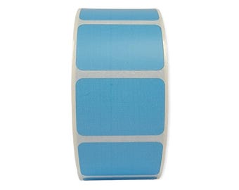 1.5"x1" Blue Direct Thermal Labels: Permanent Adhesive, 1" Core (2 Rolls) 2,000 Total