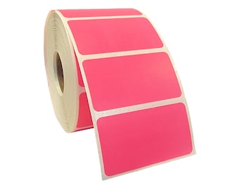 Pink 2x1.25-inch Direct Thermal Labels: 2 Rolls, 2000 Adhesive Labels, 1" Core